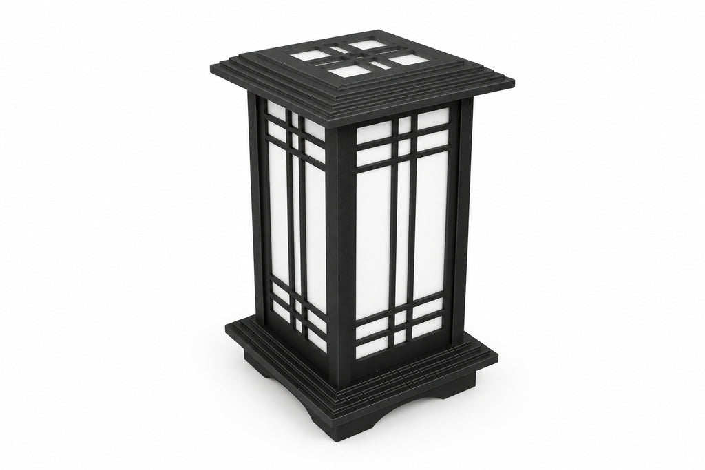 Rich Ebony Kyoto shoji-style table lamp with white diffuser panels