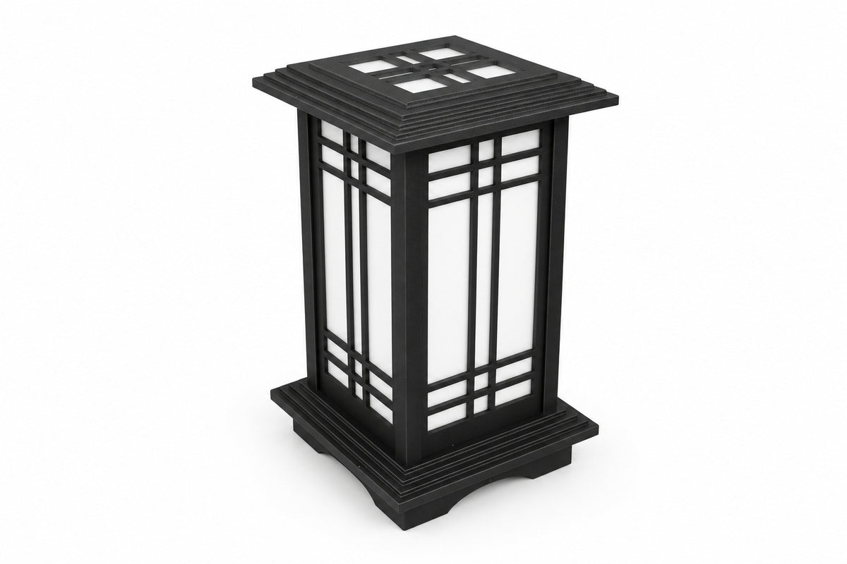 Rich Ebony Kyoto shoji-style table lamp with white diffuser panels
