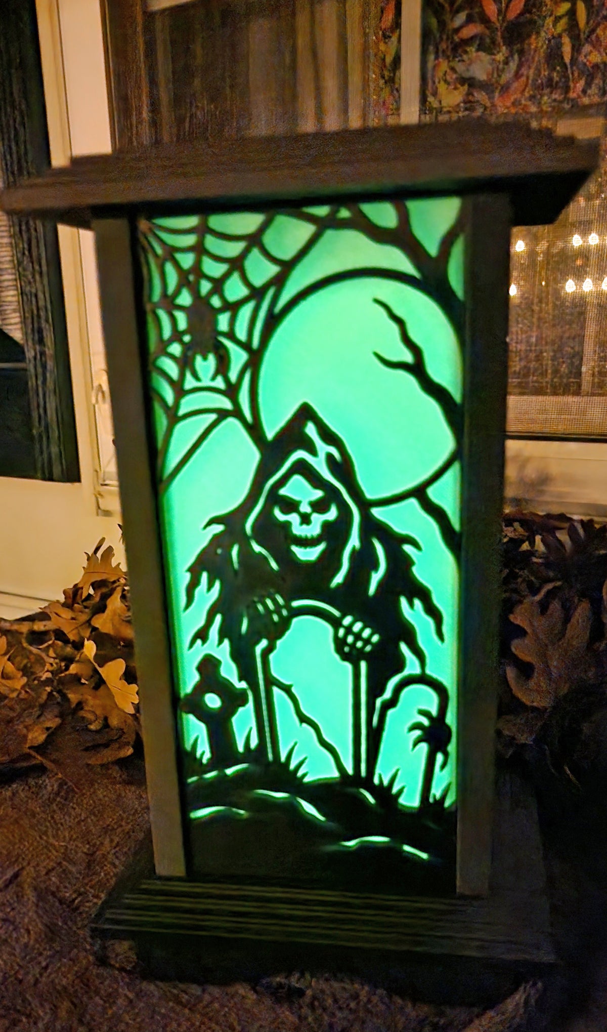 Graveyard Moonrise Kyoto lamp panel with glow-in-the-dark diffuser illumination