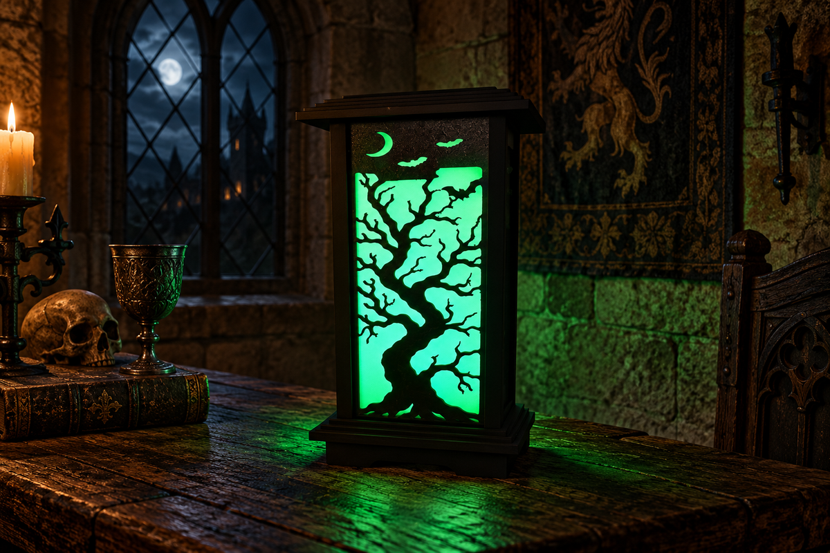 Kyoto After Dark Tree & Bats panel with glow-in-the-dark diffuser illumination