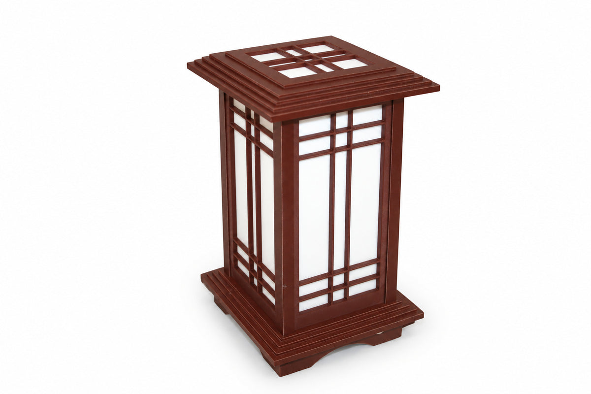 Classic Rosewood Kyoto shoji-style table lamp with white diffuser panels