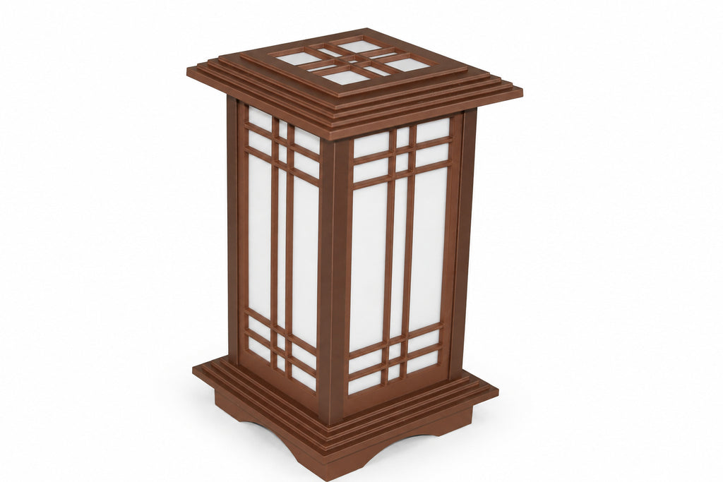 Mission Walnut Kyoto shoji-style table lamp with white diffuser panels