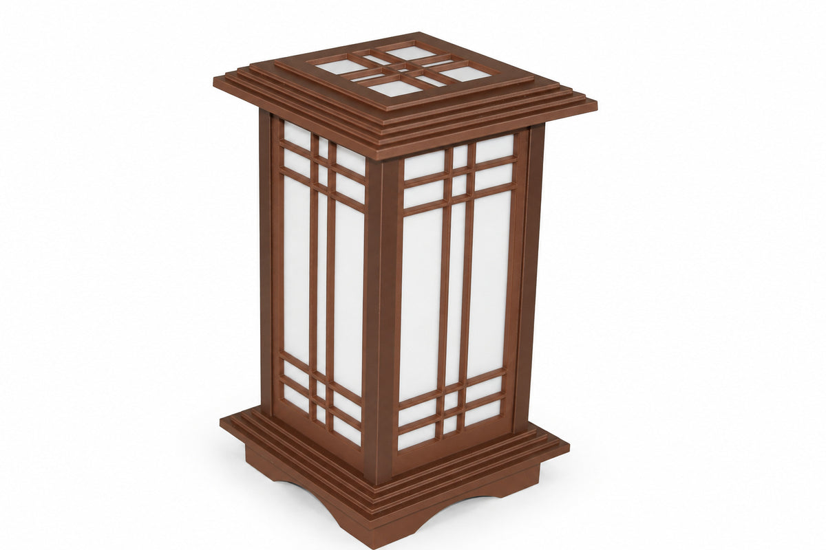 Mission Walnut Kyoto shoji-style table lamp with white diffuser panels